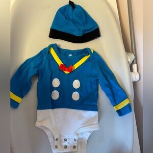 Disney Baby Donald Duck Bodysuit Halloween Costume with Hat size 9-12